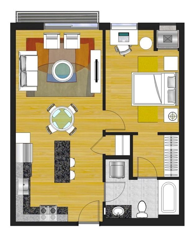 1 Bedroom (1A) Floor Plan 1